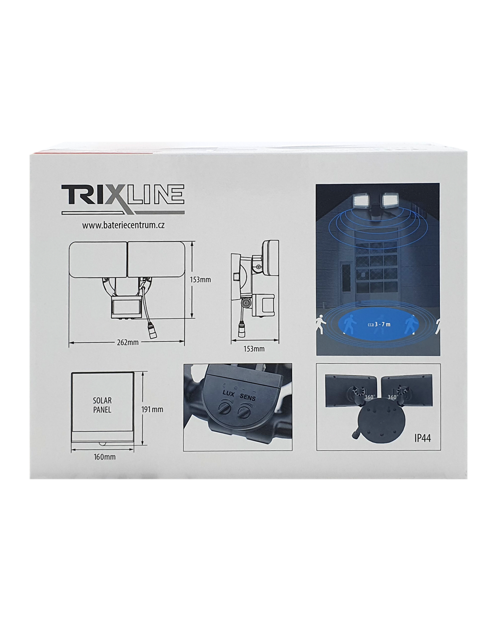 TR-20SC LED Solární reflektor 20W 1000lm s pohybovým senzorem Trixline