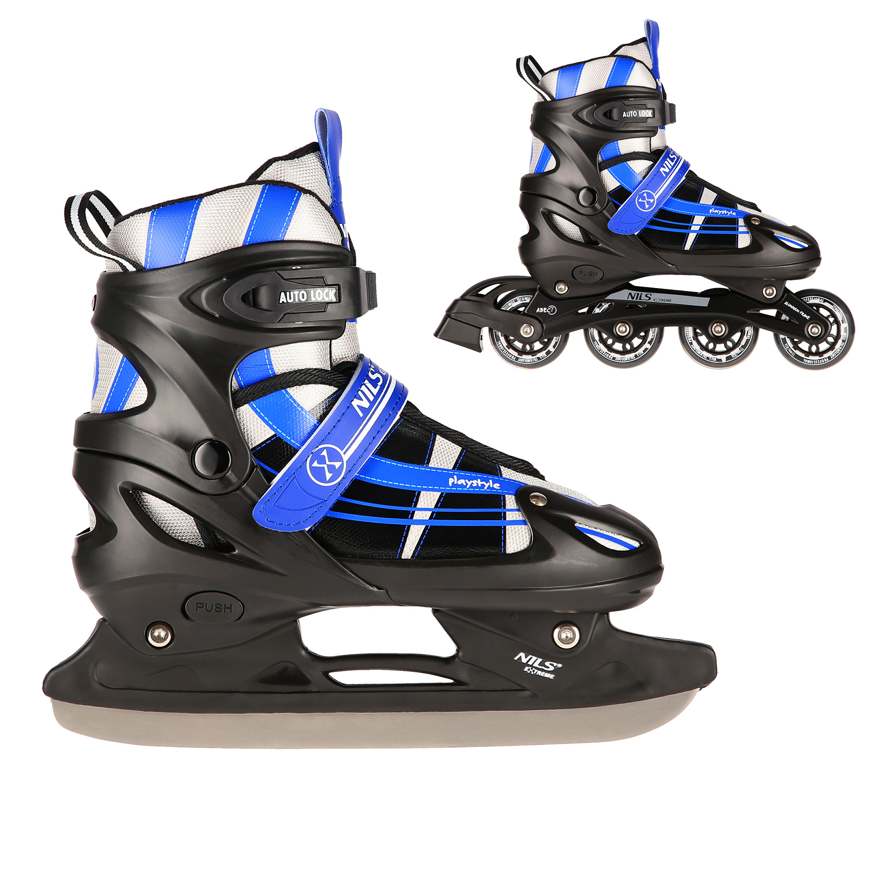 Brusle NILS Extreme NH18366A 2v1 černo-modré L(39-42)