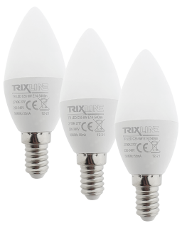 LED žárovka Trixline 6W C35 E14 teplá bílá 3 PACK