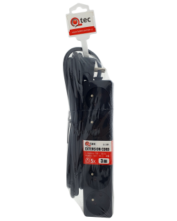 Prodlužovací přívod černý 5 zásuvek, 3m, Q-359F QTEC