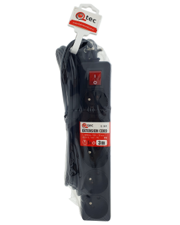 Prodlužovací přívod černý 5 zásuvek s vypínačem, 3m, Q-360F QTEC