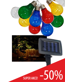 TR-590 Dekorativní 10ks LED venkovní solární řetěz 2m multicolor IP44 Trixline