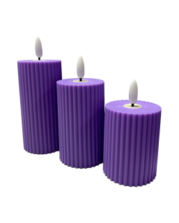 HD-140 LED svíce - fialová HOME DECOR sada 3ks
