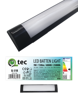Q-31B 9W LED BATTEN LIGHT podlinkové světlo - černé QTEC 30cm