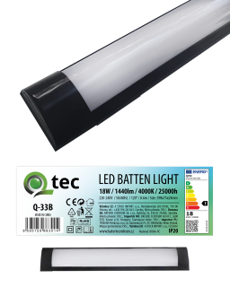Q-33B 18W LED BATTEN LIGHT podlinkové světlo - černé QTEC 60cm