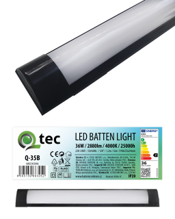 Q-35B 36W LED BATTEN LIGHT podlinkové světlo - černé QTEC 120cm