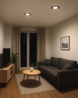 Q-51M LED panel 6W 660lm 4000K černý - kruhový vestavný Qtec