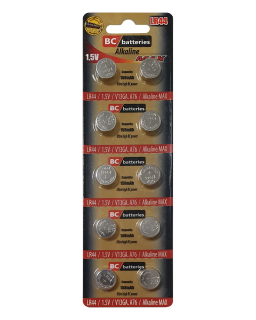 BC batteries alkalické knoflíkové baterie 1,5V LR44 / 10ks