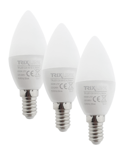 LED žárovka Trixline 6W C35 E14 studená bílá 3 PACK