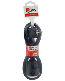 Prodlužovací přívod černý 1 zásuvka, 2m, Q-367F QTEC