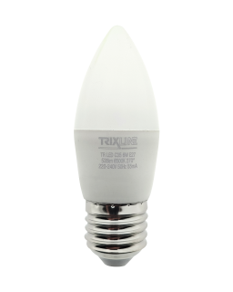 LED žárovka 6W 535lm E27 C35 studená bílá Trixline